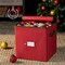 Christmas Ornament Storage Box with Dual Zipper Closure - Box Contributes Slots for 64 Holiday Ornaments 3-Inch, Xmas Decorations Accessories, Made of Nonwoven Tear-Proof Material, Red